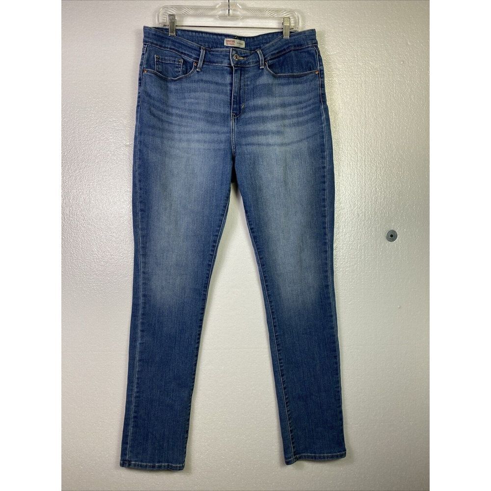 Levis Singature Women‎ Jean 16L Denim Mid Rise Straight Blue stretch zip Pants